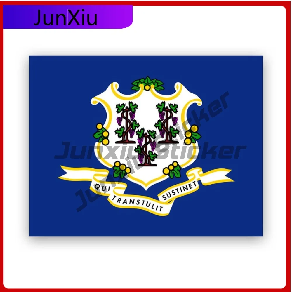 

Connecticut Flag Sticker Fade Resistant Weather Resistant Sport For Motorcycle Car Window Rear Windshield Easy To Remove Self