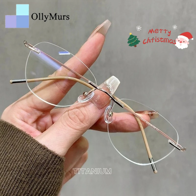 

Женские титановые оправы для очков без оправы, мужские высококачественные очки без оправы, оптические очки по рецепту, ультра легкие очки L-18321