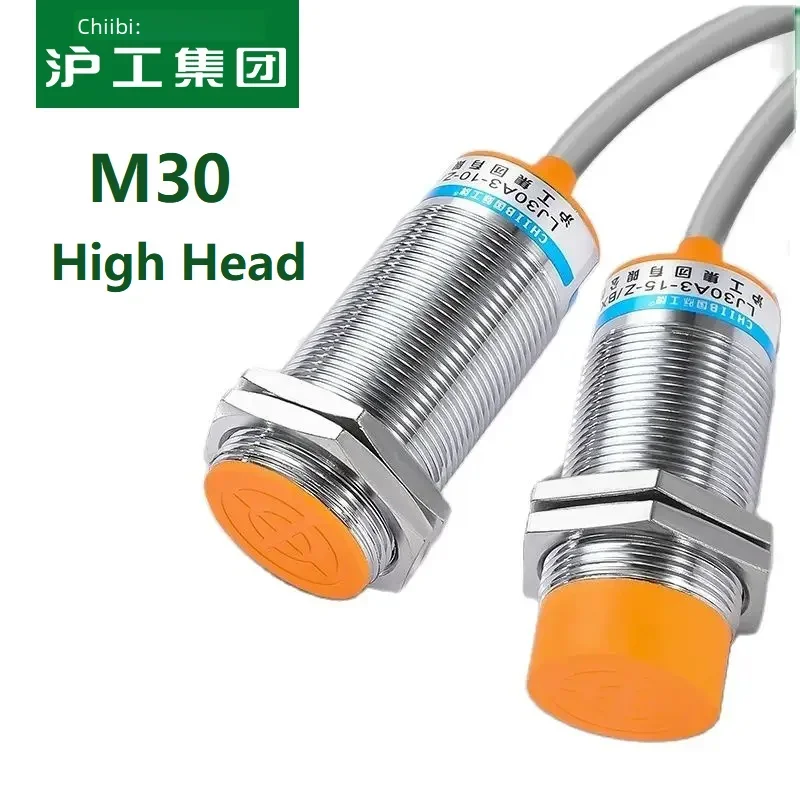 30mm Inductive Metal Sensor Switch M30 High Head 15mm Detect Distance Proximity Switches AC DC 2 3 4 Wires NPN PNP NO NC LJ30A3