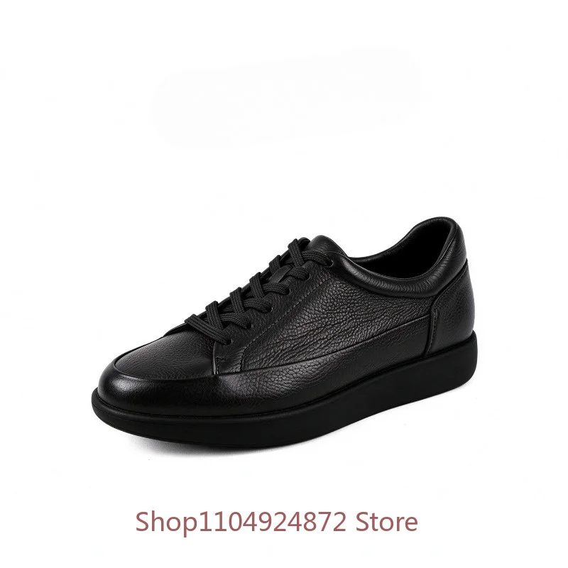 Designer Deer Skin Men's Board Shoes Autumn New Style High End Genuine Leather Soft Soled Casual Shoes Male Walking Sneakers