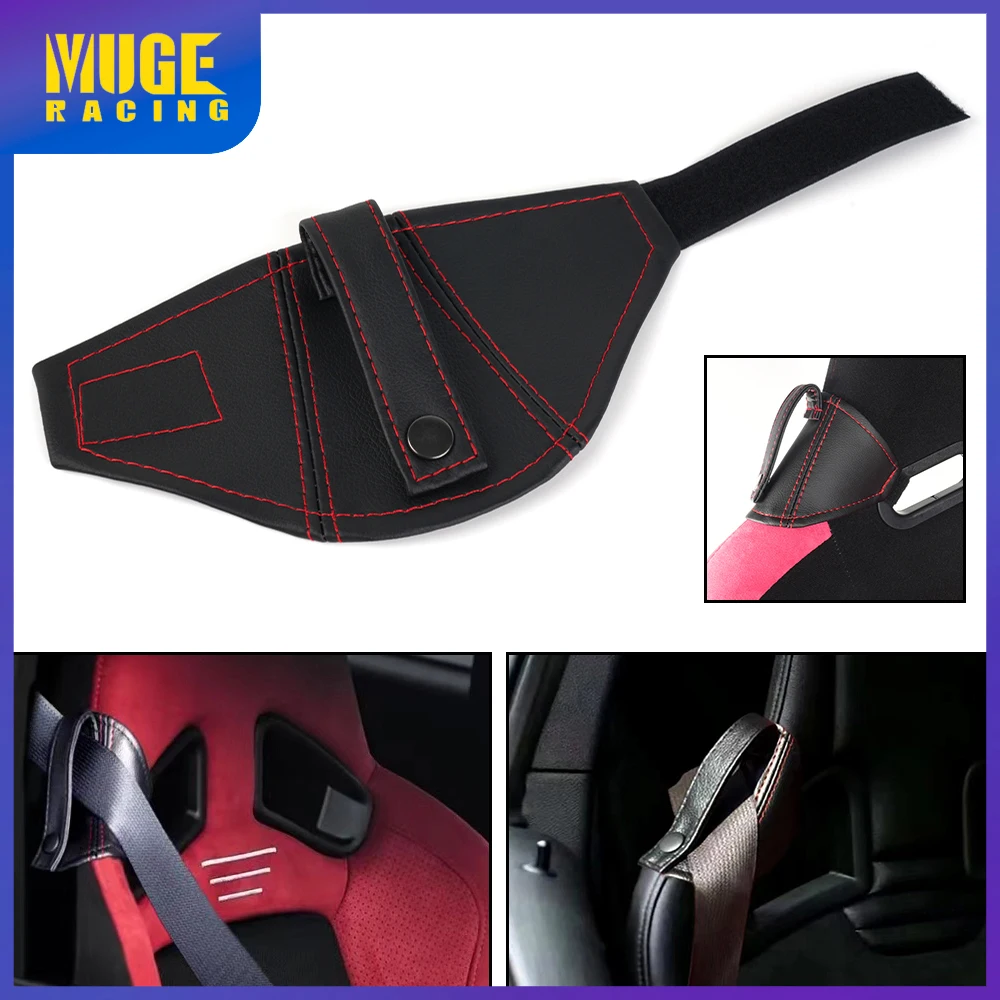 MUGE-Free Shipping  PU Leather Car Racing Bucket Seatbelt Guide Safety Seat Belt Holder Protector BAG095