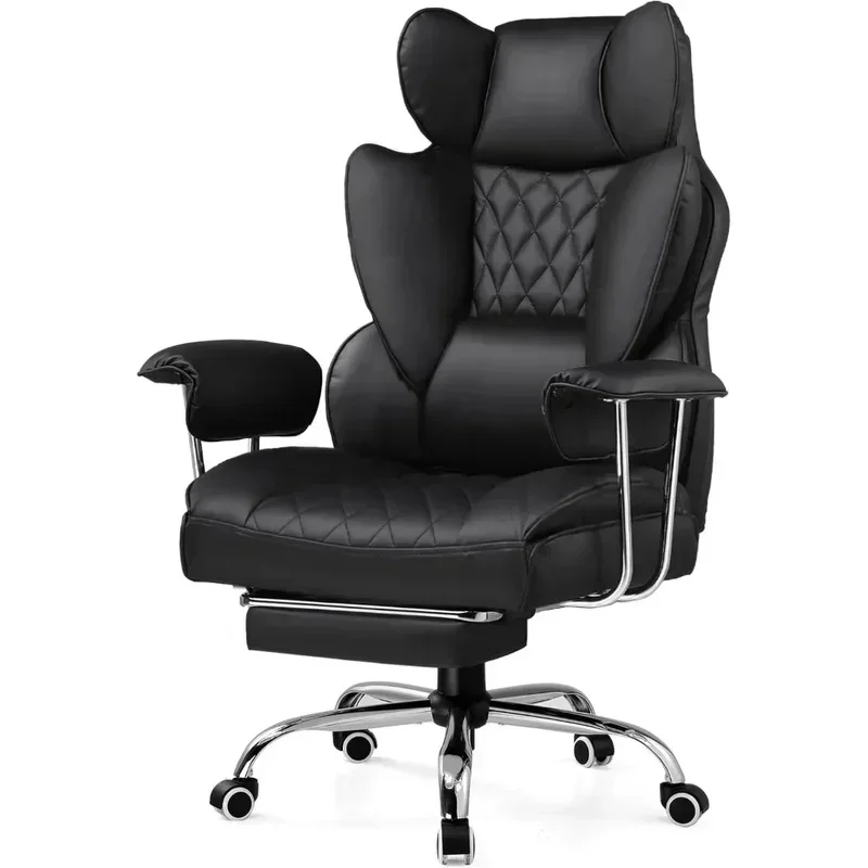 

Ergonomic Gaming and Office Chair with Lumbar Support, Fixed Armrests, and Footrest Adult Rocking Chair Comfortable Office Chair