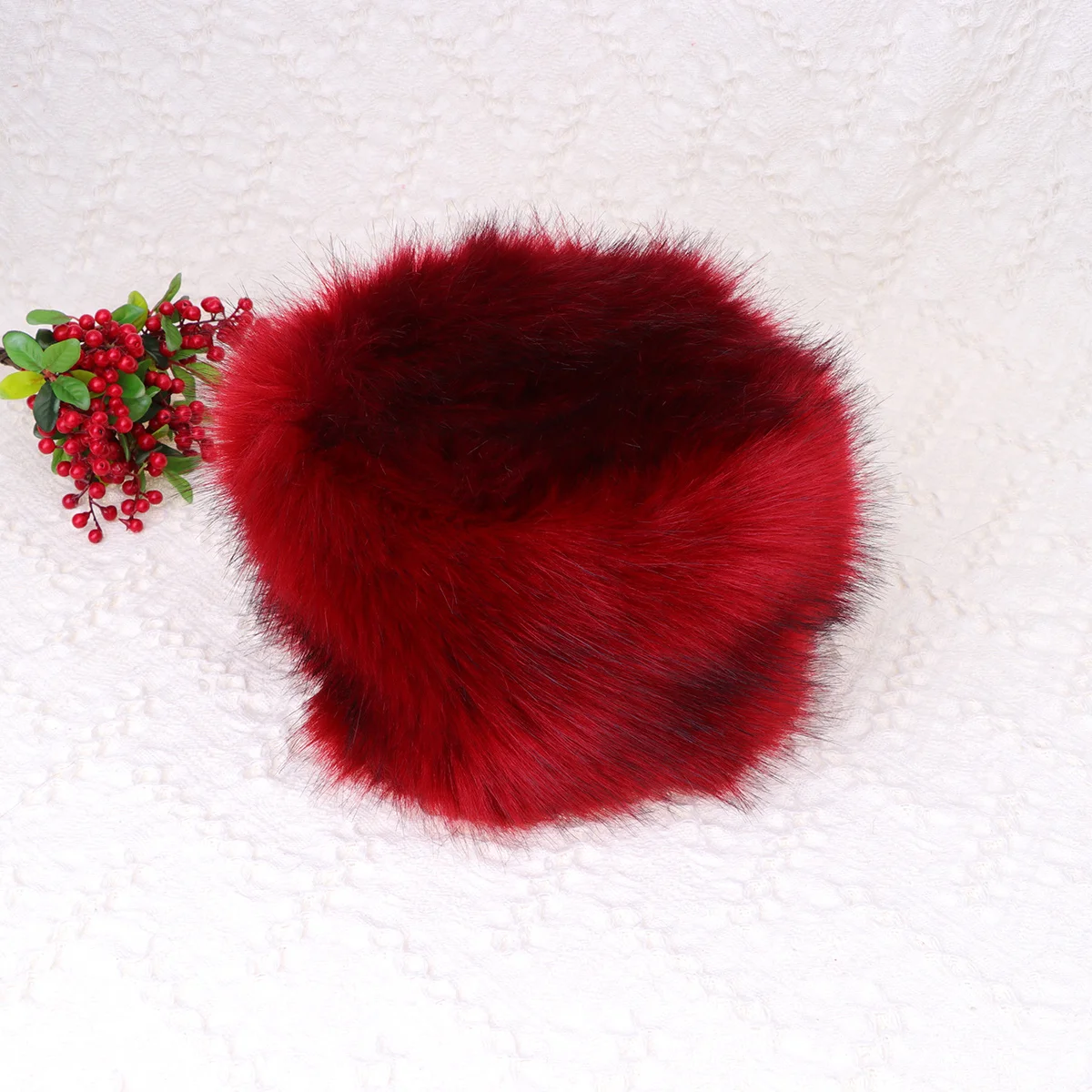 

Winter Warm Women Hat Red Faux Long Hair Ski Earmuff Cold Weather Hat Stylish Warm Protection Women Hats