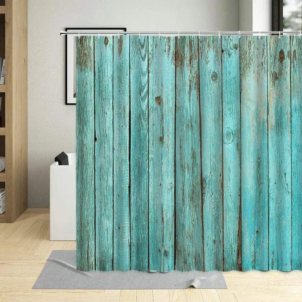 

Bathroom Shower Curtain Vertical Lines Wood Grain Pattern Bathtub Decor Waterproof Cloth Curtains Multi Size with Hooks