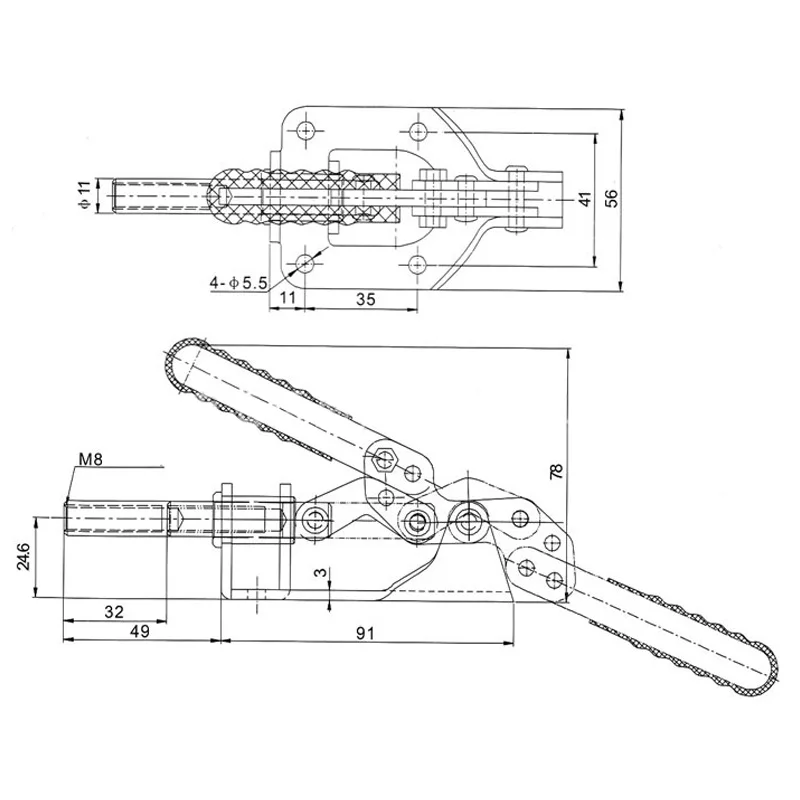 1/2/4/6Pcs GH-302FM Quick Release Toggle Clamp 136kg Push-pull Clamps Plunger Stroke Hand Tools Vertical Type Woodworking Clips