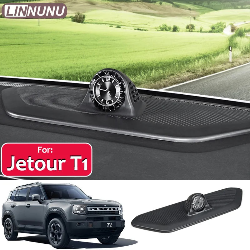 LINNUNU﻿ Car Center Console Dashboard Decoration cover For Jetour T1 2025 2026 Round Clock Electronic Quartz Watch Accessories