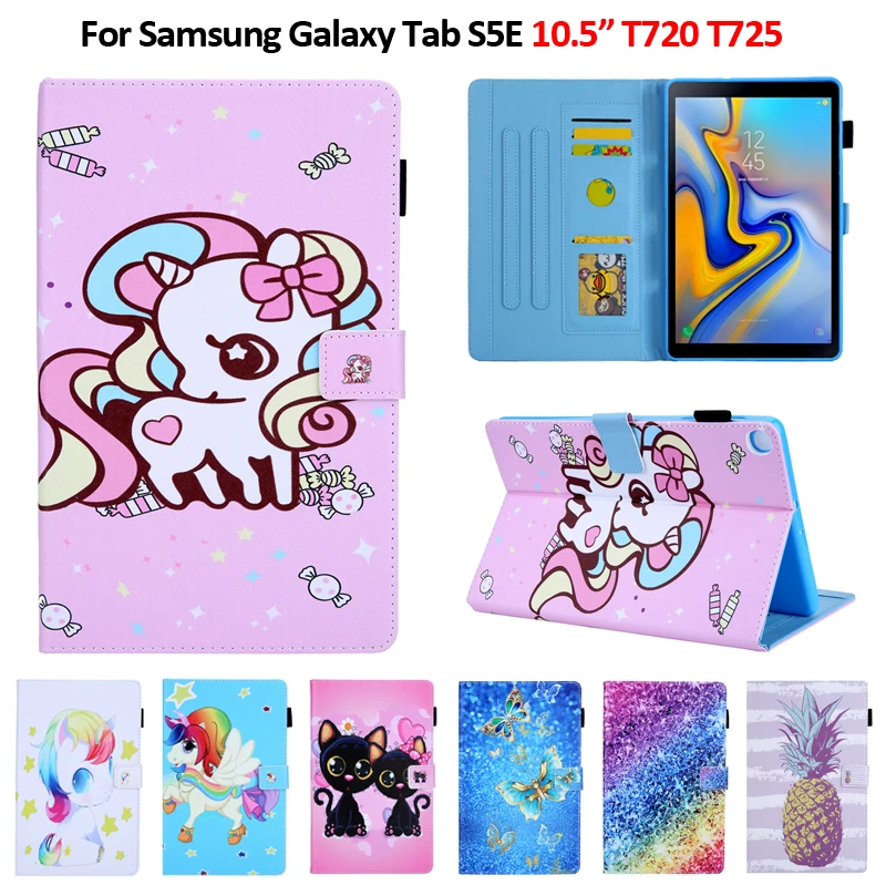 

Cute Unicorn Cat Cartoon Leather Cover Case For Samsung Galaxy Tab S5e SM-T720 SM-T725 T720 T725 Tablet Case Coque Funda