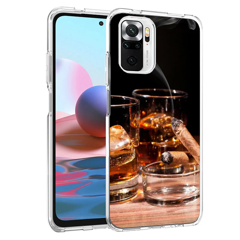 Cigar Whiskey Ice Drink Phone Case For Xiaomi Redmi 12 12C 9 9A 9C 9T 10 10A 10C 8 8A 7 7A 6 6A K40 K20 Pro S2 10X Printing Cove