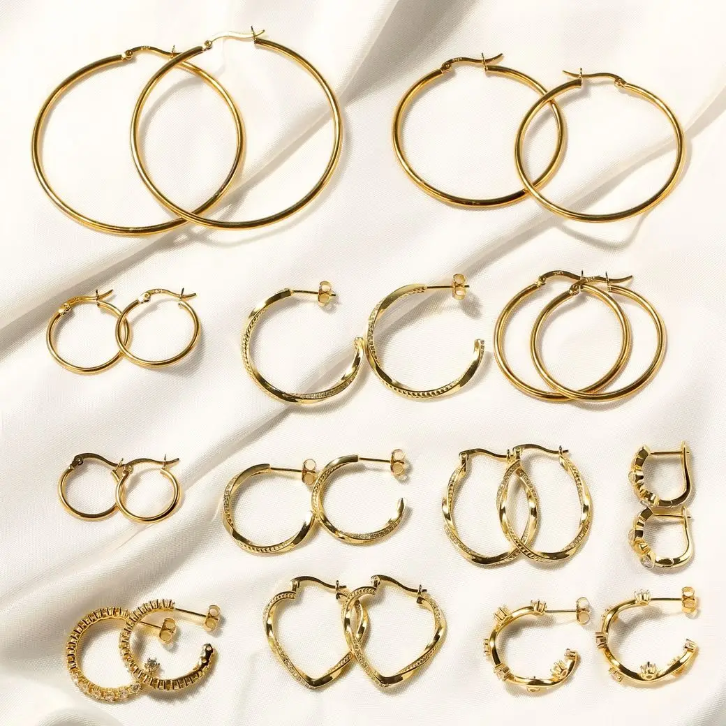 

RINNTIN Wholesale Hypoallergenic Gold Plated 925 Silver Hoop Earrings Big Gold Hoop Earrings For Women Simple Earring Jewelry