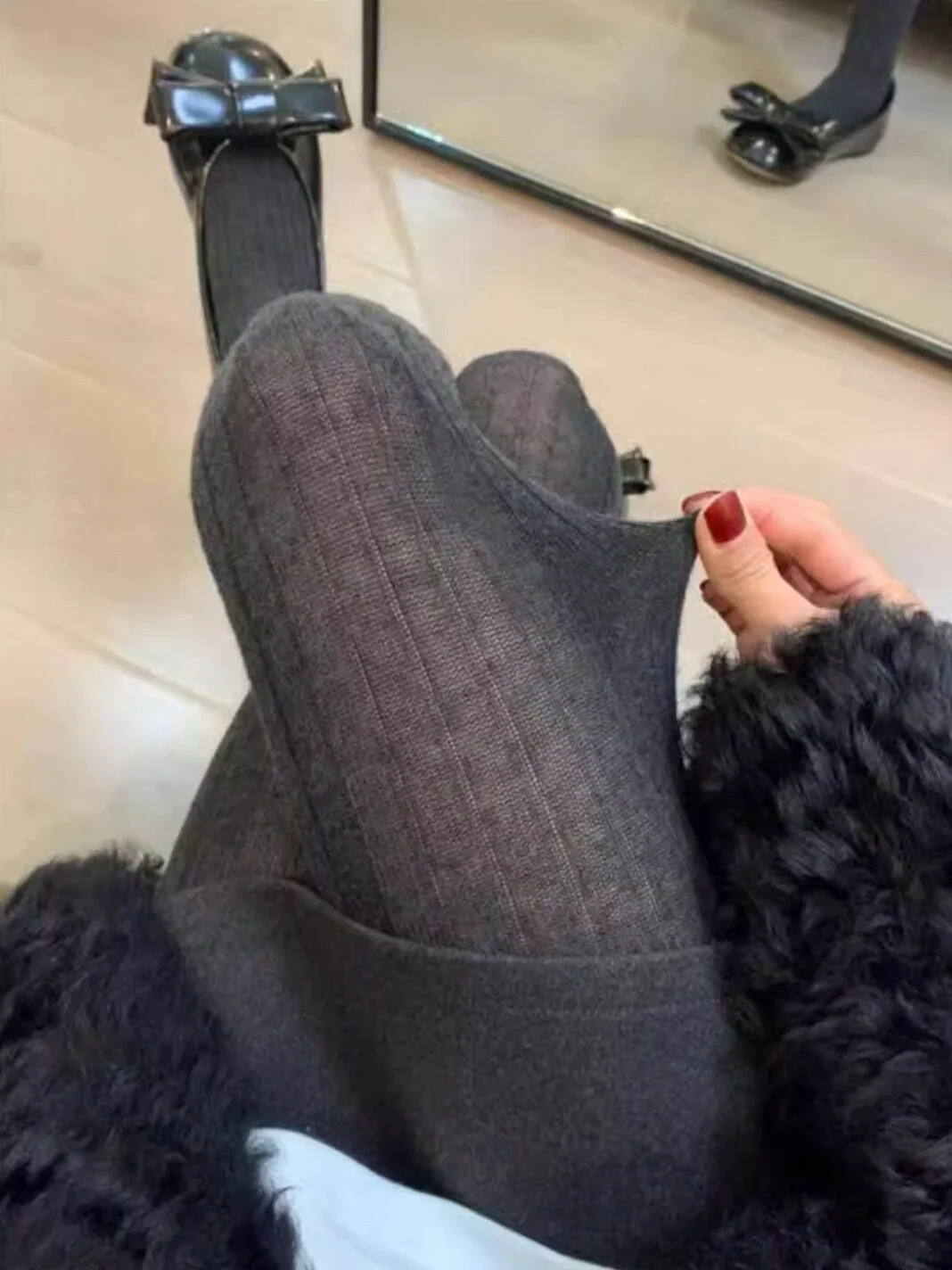  Inspired Vertical Stripe Wawa Leggings Elastic Waist Casual Wear Polyester Fabric Slimming Effect Ladies Tights