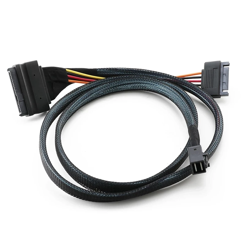 Mini SAS SFF 8643 to U.2 SFF-8639 Cable 12Gb/S With 15 Pin Female SATA Connector SSD Power Cable Wire for 2.5