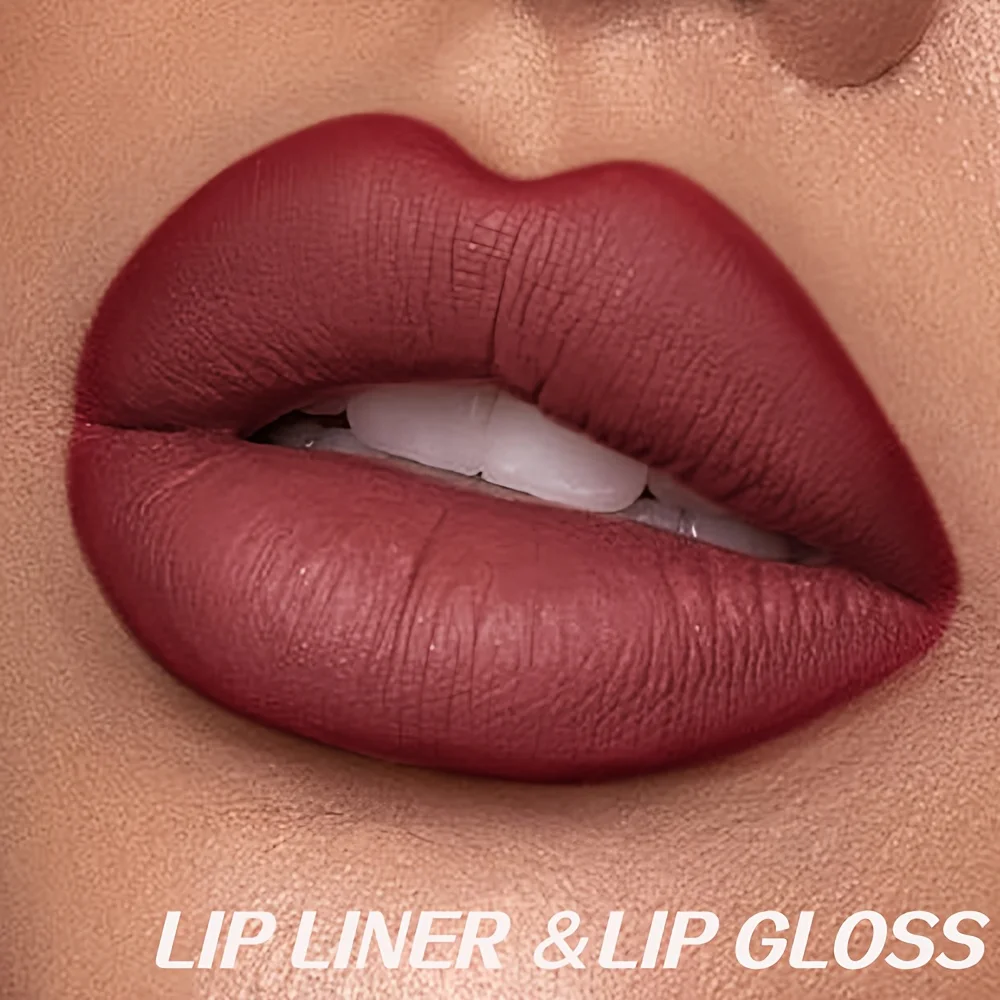 Conjunto de delineador labial fosco e brilho labial, 3 peças, maquiagem labial de veludo antiaderente à prova d'água de longa duração, presente de lama labial suave para mulheres