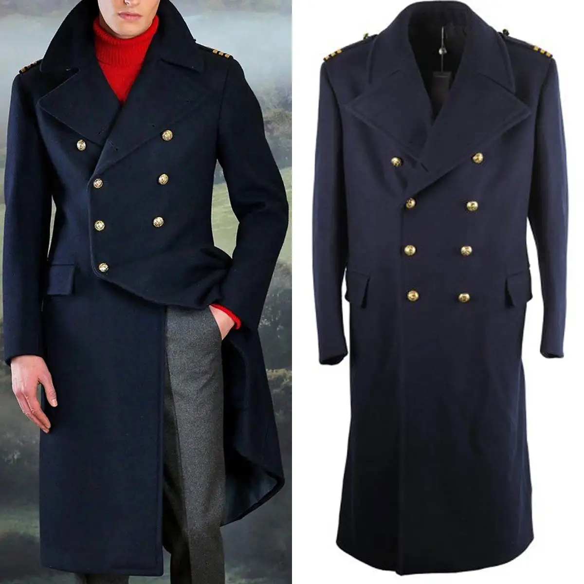 

Vintage Men Woolen Overcoat Double Breasted Winter Long Jacket Smart Casual Winter England Style Business Coat Custom Made