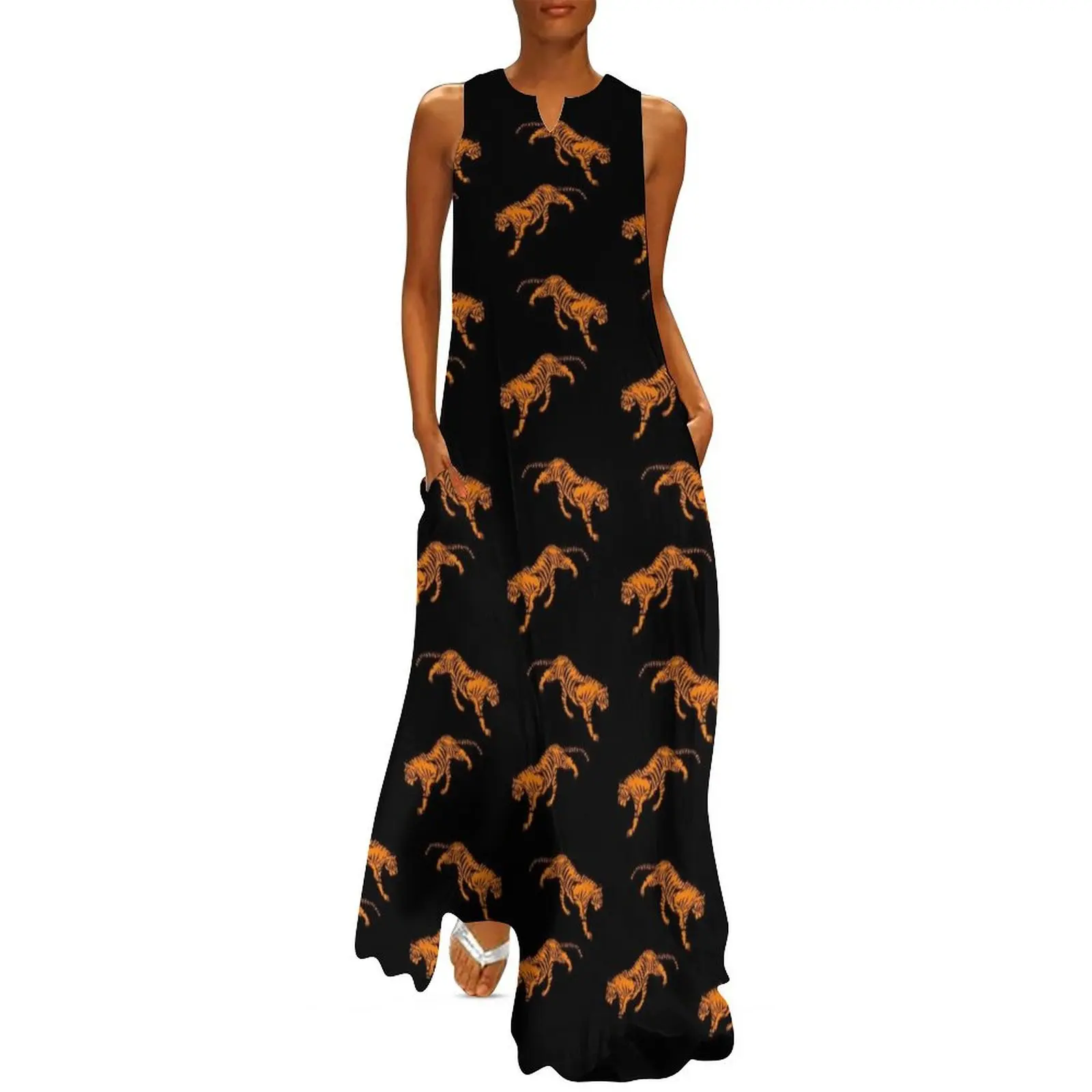 

Stalking Tigers in Orange and Black Long Dress summer dress womens 2024 Dress for pregnant women party dresses women