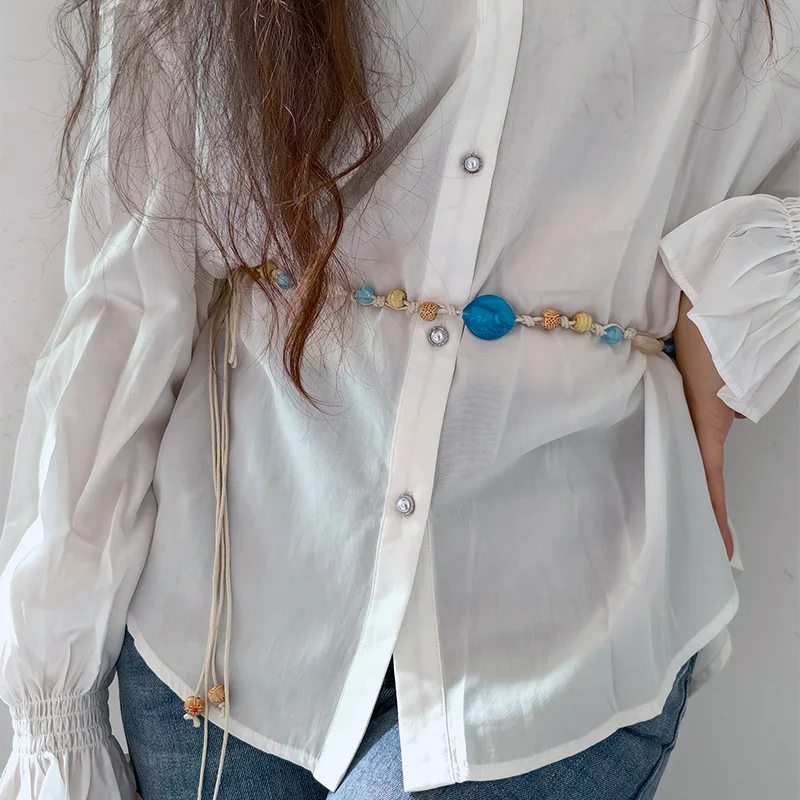Böhmischer Stil, Perlendesign, geflochtene Taille, Damengürtel mit Kleid, sexy Gürtel, weiblich, Y2K-Trend mit Rock, Kleid, Jeans, Sommer