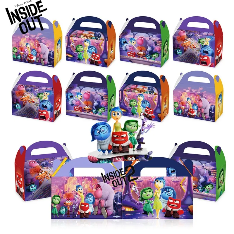 

12 Pcs Disney Inside Out 2 Birthday Party Decoration Gift Box Cartoon Accessories Candy Box Carry-on Cardboard Box Party Supply