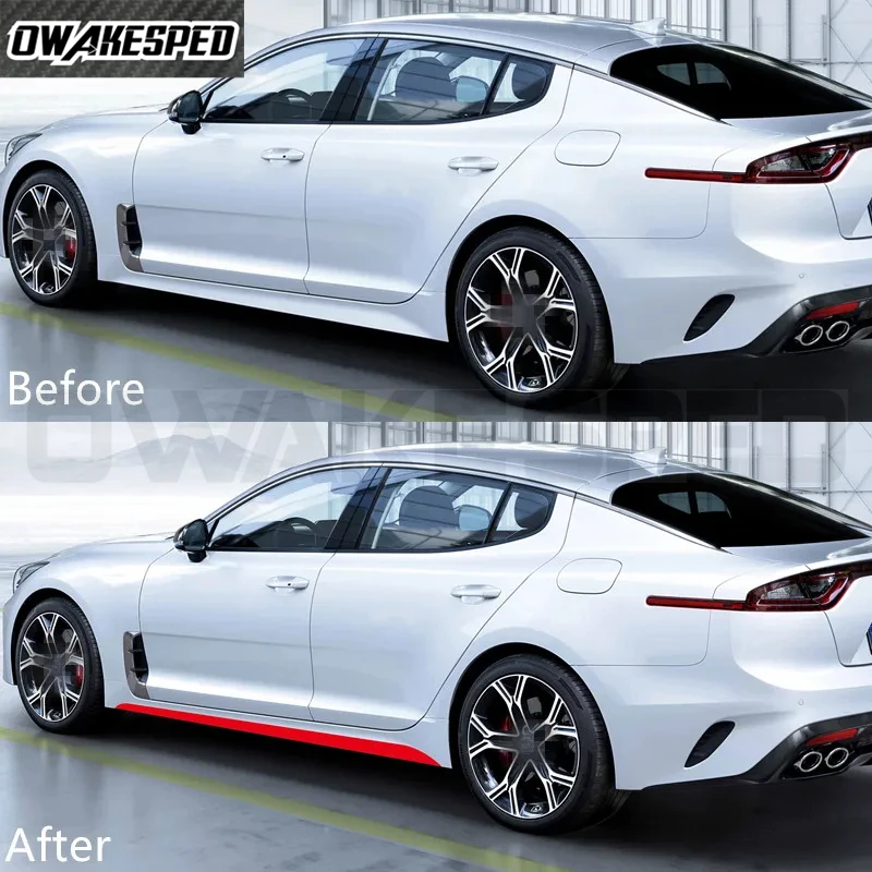 For KIA Stinger GT GTS Car Door Both Side Skirt Sticker Auto Body Decor Vinyl Decal Racing Sport Stripes Auto Accessories view 6