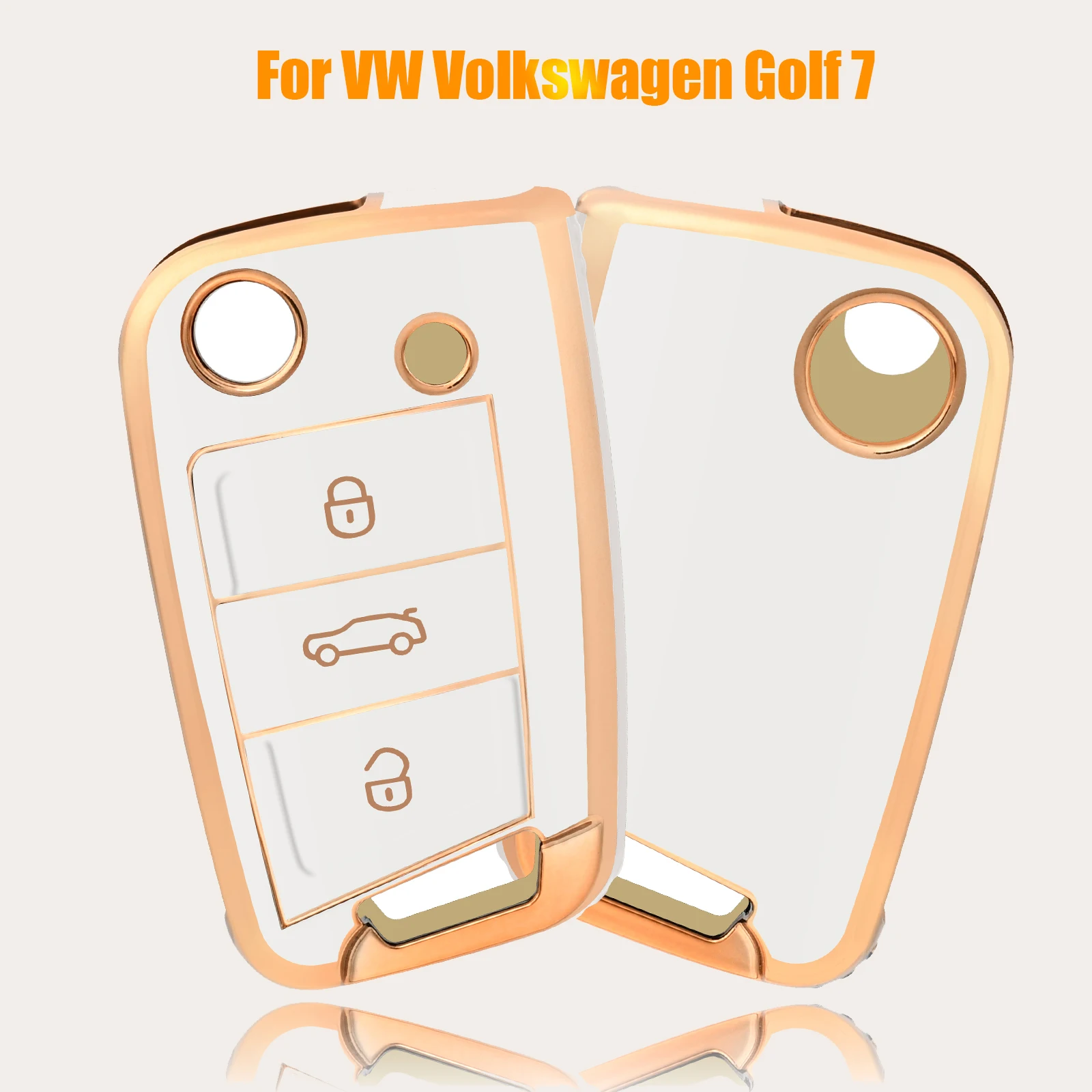 Car Flip Key Case Cover For VW Volkswagen Golf 7 MK7 Tiguan MK2 For SEAT Ateca Leon FR 2 Ibiza For Skoda Octavia A7  Keyless