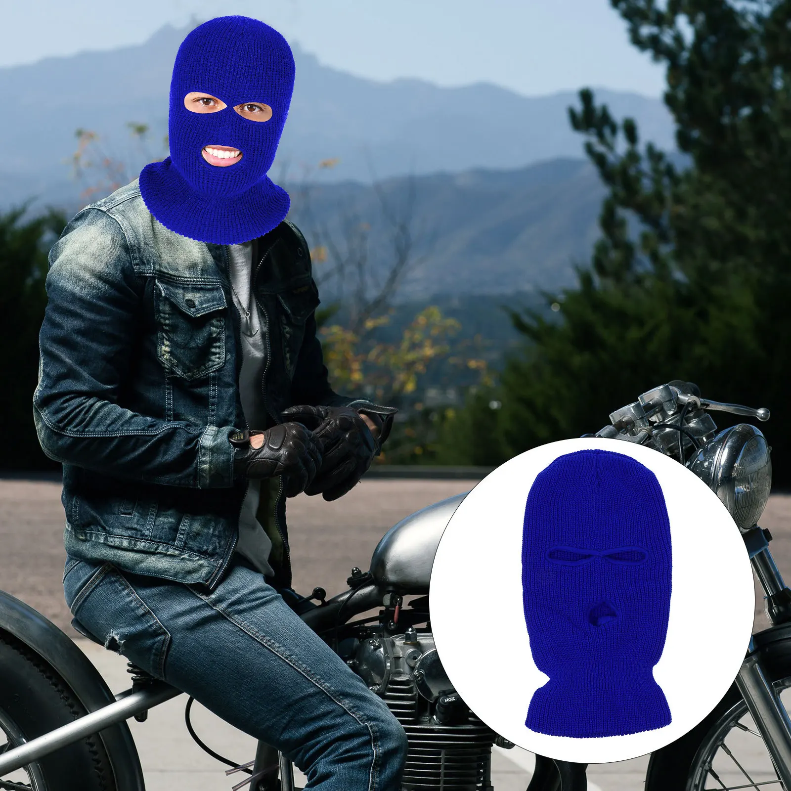 

Outdoor Knitted Neck 3-Holes Balaclava Warmer Riding Hat with Cover Cap Flap Hats Windproof