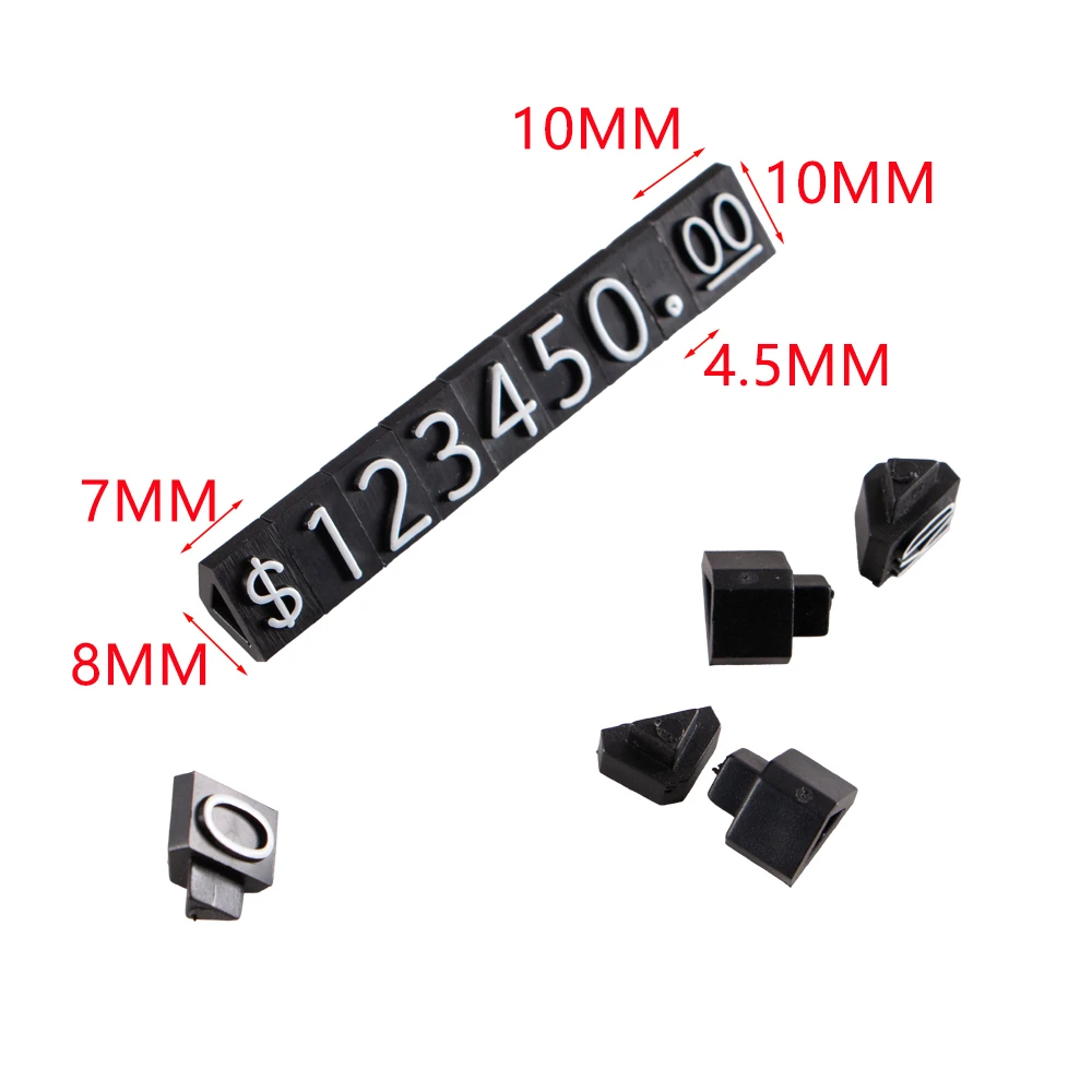 مكعبات بطاقة أسعار بلاستيكية قابلة للتعديل - أبيض وأسود، مدمجة للبيع بالتجزئة والمجوهرات، رموز/أرقام العملة، متعددة الاستخدامات #6