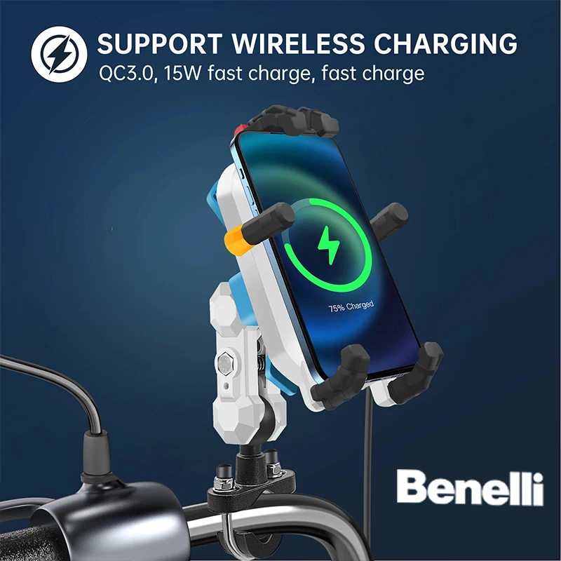 15W Wireless Charging Motorcycle Phone Holder Fast Charger for Benelli TRK TNT Tornado BN 502C Leoncino 600GC 1200GT Macis