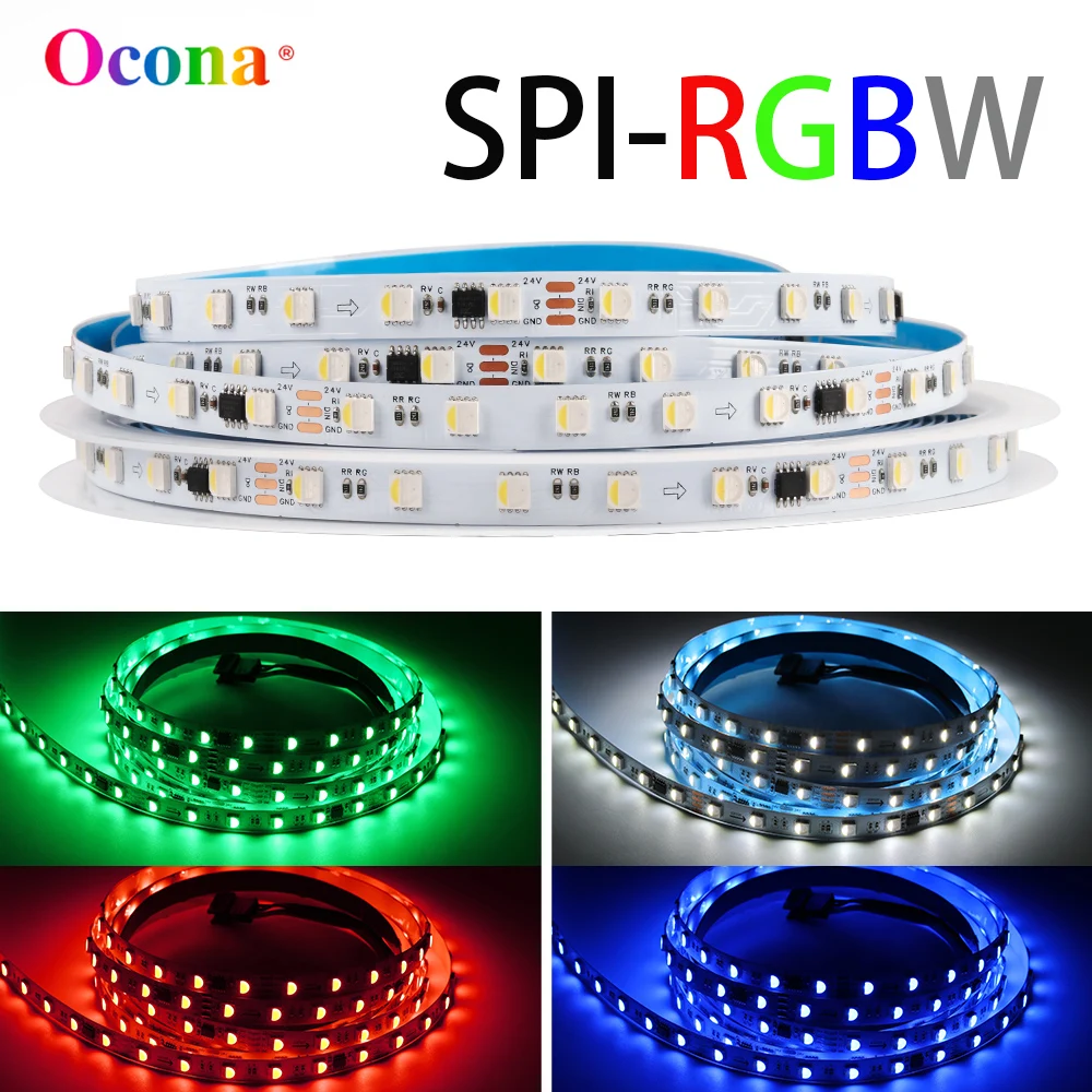 RGBW Pixel SPI RGB LED Strip for Home Decor DC 24V 60LED/m Flexible LED Tape Lights Ribbon SMD 5050 Dream Colour