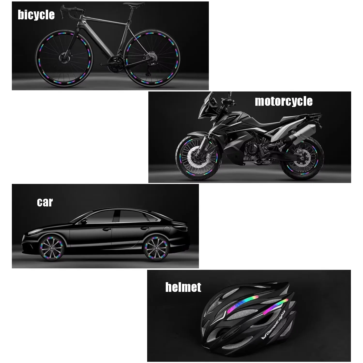 Bicycle Reflective Wheel Stickers 20Pcs Luminous Fluorescent Rim Tape Night Safety Decals Bike Car Moto Decoration Accessories