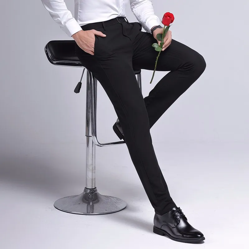 

Summer Men's Suit Pants New Solid Color Fashion Trend Korean Version Business Office Casual Pants Men's Slim Fit Small Leg Pants