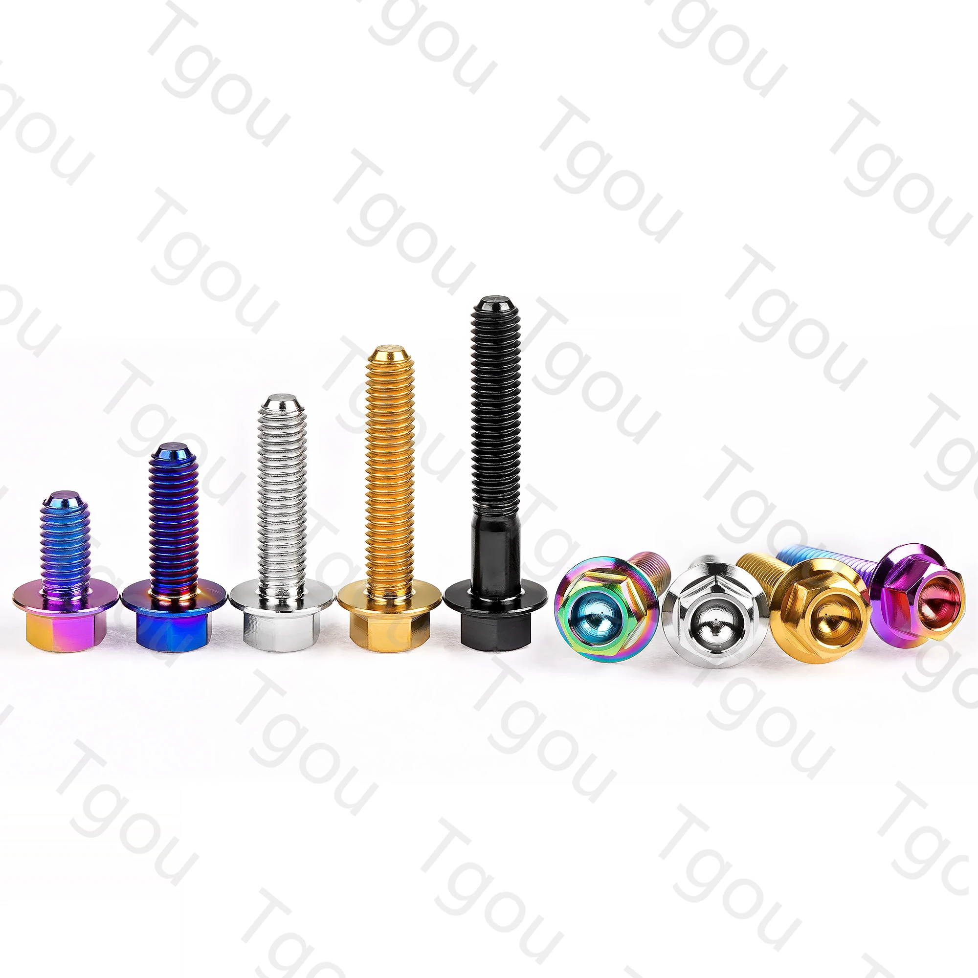 Tgou Titanium Bolt M5/M6x10 15 20 25 30 35 40 45 50 55 60 65 70 75 80 90 100mm Flange Hex Head Screw for Motorcycle Car