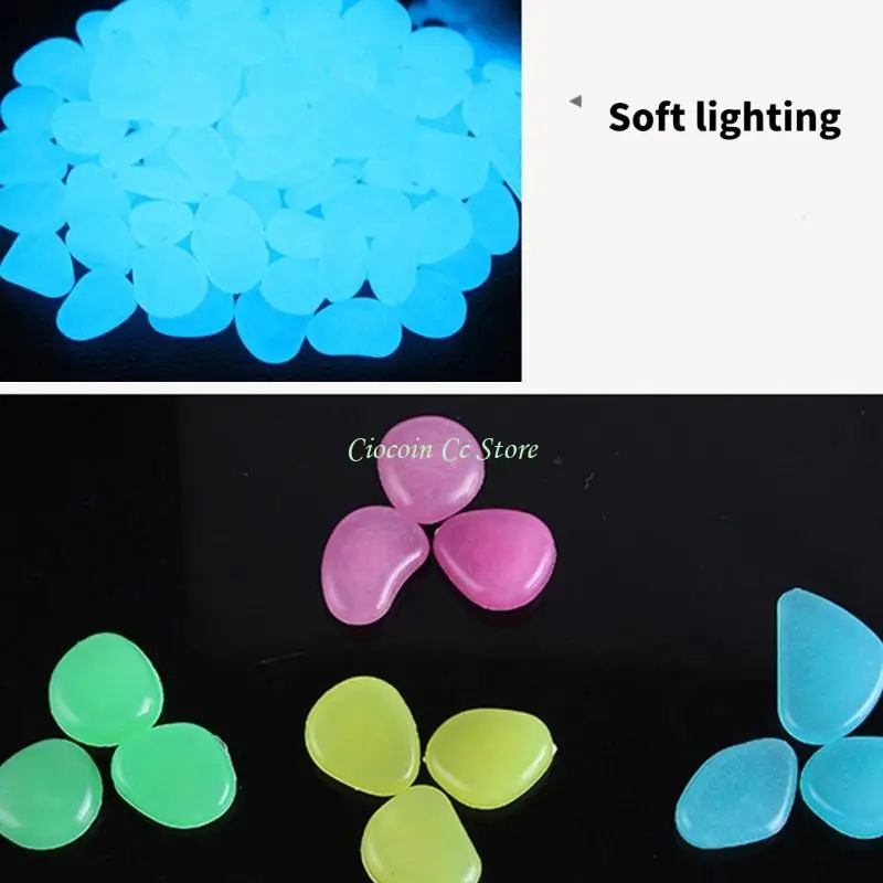 X90F 100 Glowing Pebbles Rock Resin Crafts for Fish Tanks Art Projects Mixed Color