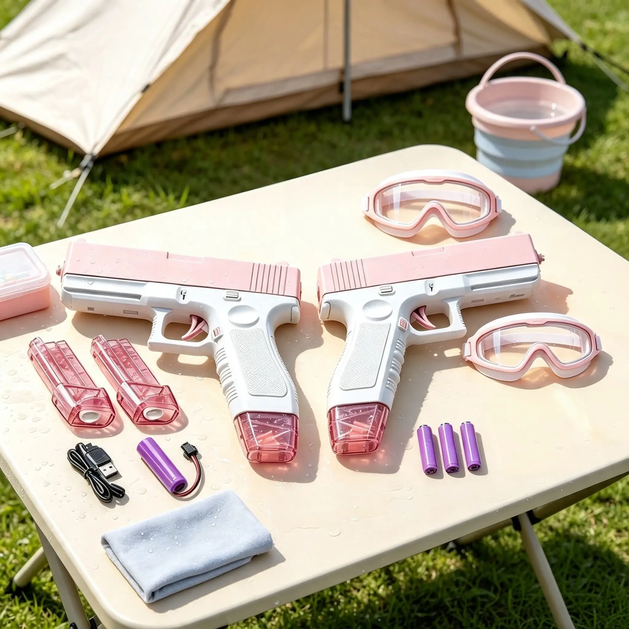 2-Piece Set of Children's Water Guns, with Long Range, Large Capacity, and Durable Design Suitable for Use as Summer Beach, Pool, and Outdoor Toys, It Is a Water Gun Toy for Boys and Girls, and Is Also a Fun Water Gun