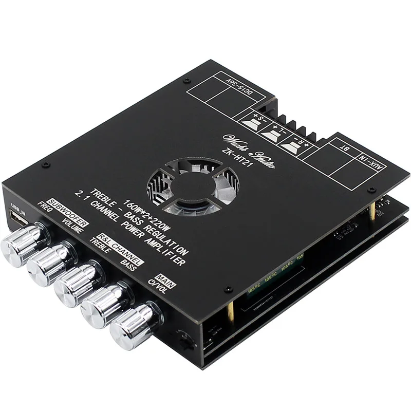 HIFI Bluetooth 5.0digital Power Amplifier Board High Power 2x160W+220W Subwoofer 2.1acoustics Box DIY Module