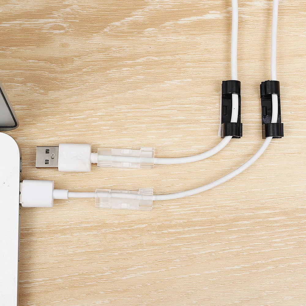Portable Self-Adhesive Desktop Tidy Cable Management Clips Network Cable Charger Wire Data Line Management Clamp Organizer