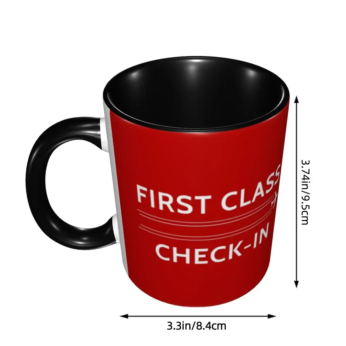 First Class Check-In Sign In Red Coffee Mug DIY Custom Aviation Aviator Plane Entrance Ceramic Milk Tea Mug Cup