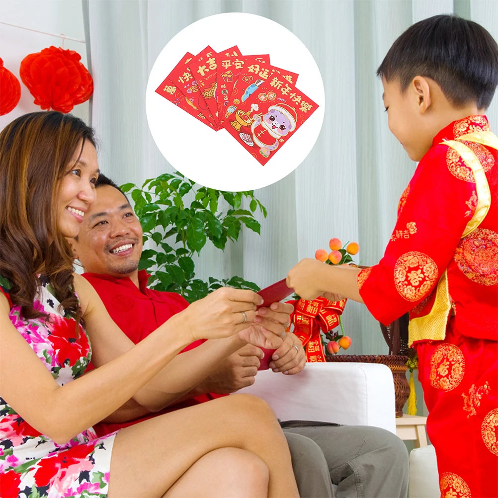 

10 Sets Cartoon Snake Red Envelopes Fine Craftsmanship Vibrant Colors Secure Closure Cash Coin Pouches For Chinese New Year