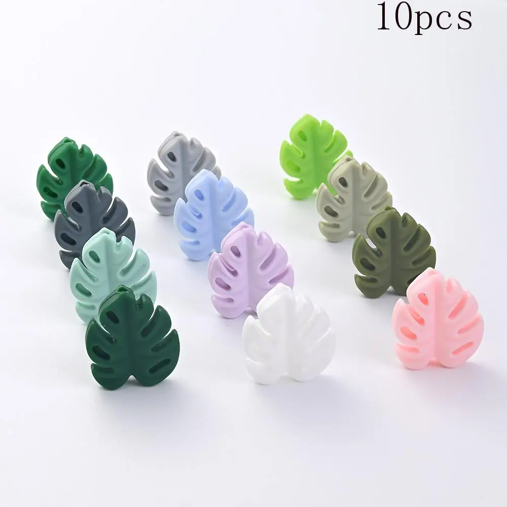 10Pcs New Cartoon Silicone Beads Big Leafs Loose Focal Beads DIY Bracelet Keychain Necklace Pen Accessories For Jewelry Making