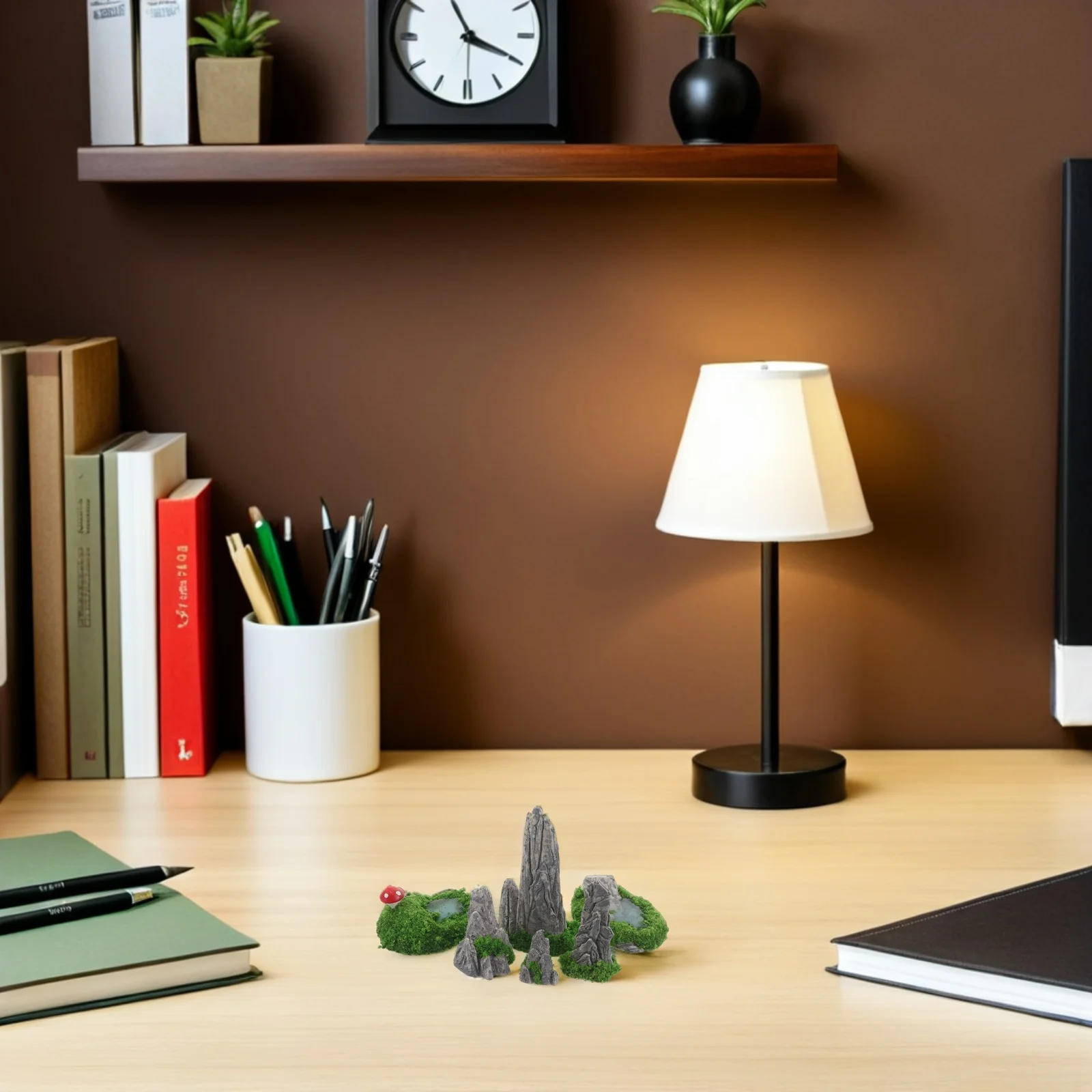 

12pcs Miniature Pond Ornaments Fairy Garden Decor Rockery Landscape Set Artificial Rocks Diorama Moss Figurines Mini Christmas