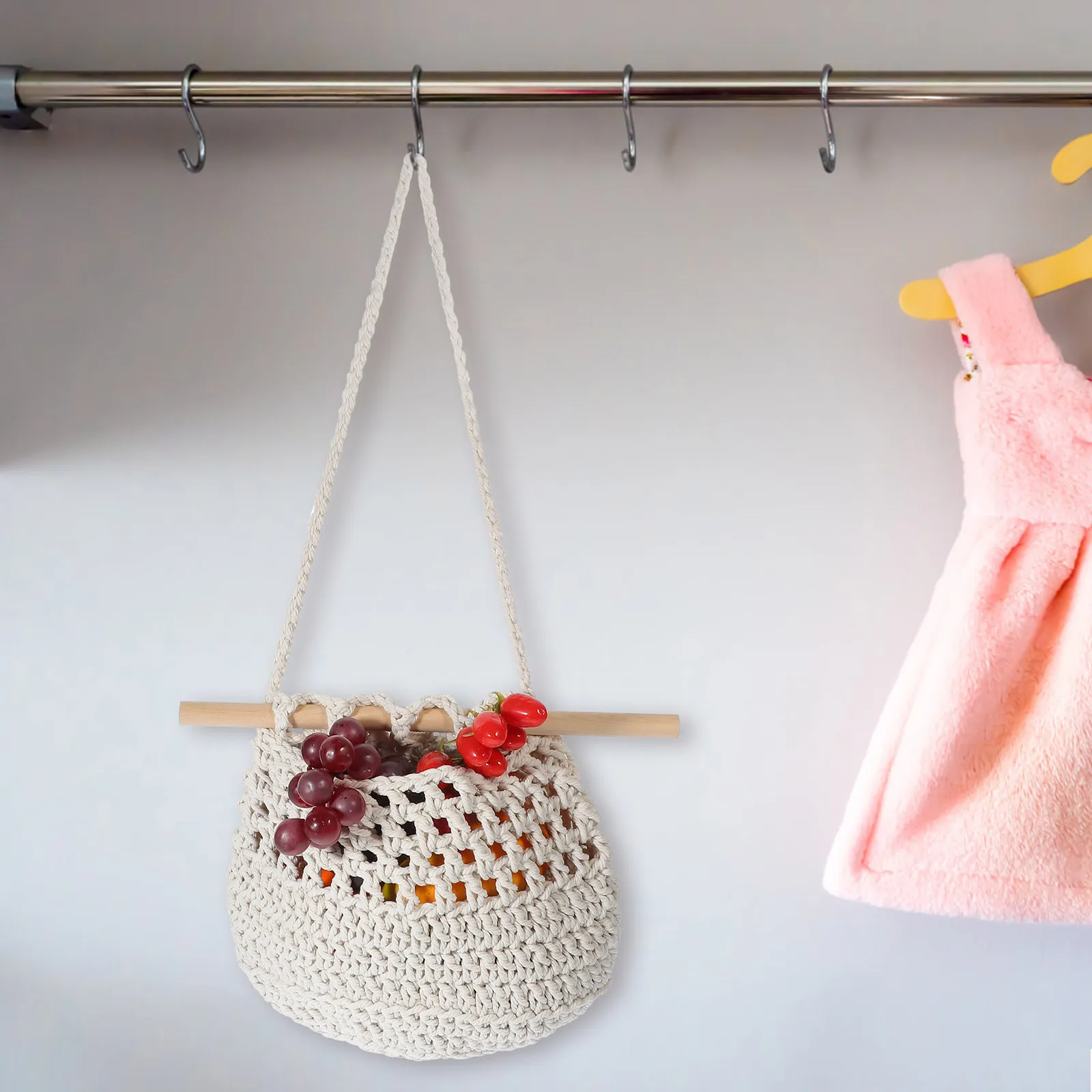 

to Weave Hanging Fruit Basket Bohemian Decor Style Cotton Rope Wall Baskets for Kitchen