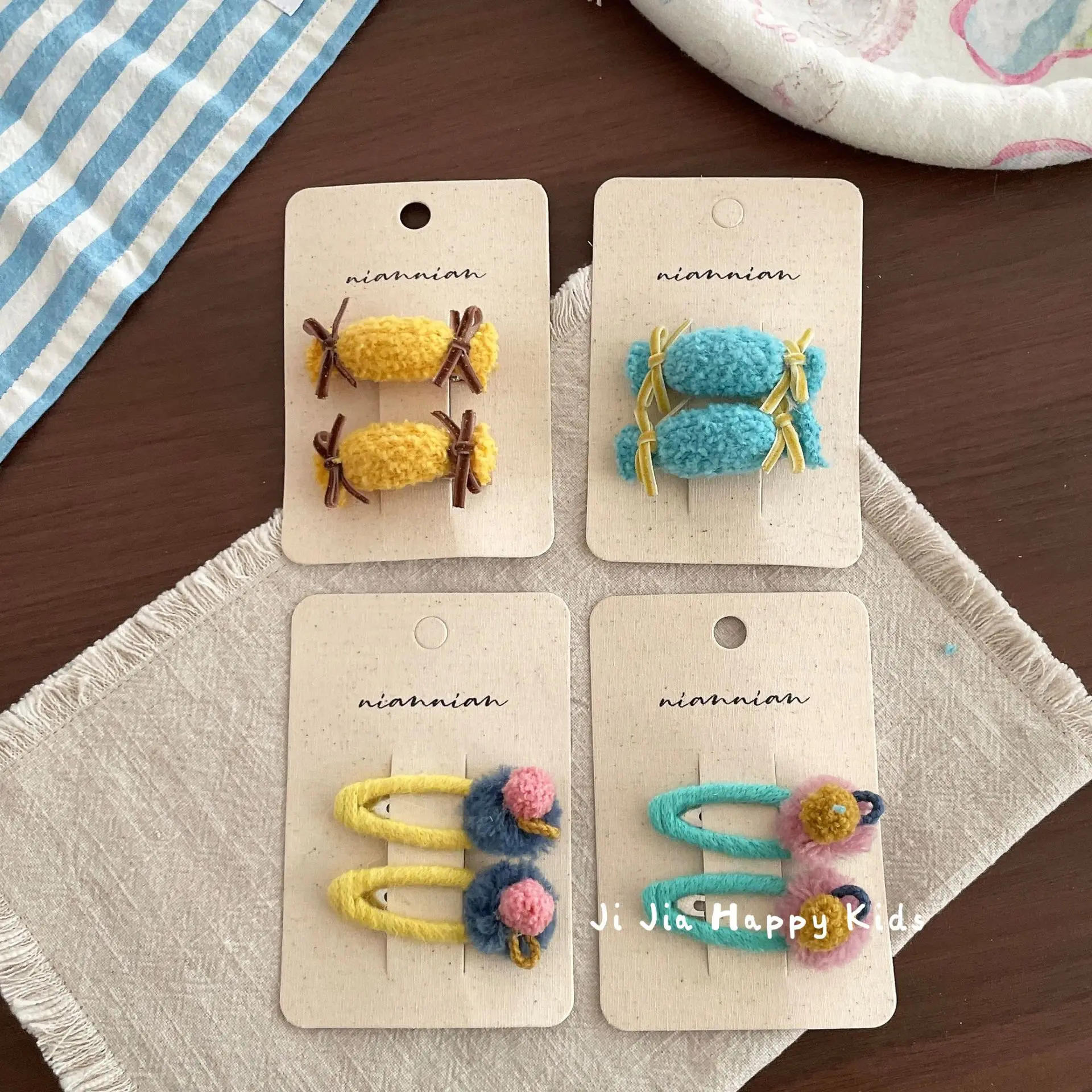 Hair Clip Color Block Plush Bow Duckbill Cute Embroidered Floral Kids Side Candy Early Spring Lightweight Small Accessory