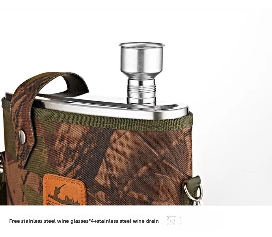 قارورة الورك من الفولاذ المقاوم للصدأ 304 - زجاجة مشروبات خارجية ذات سعة كبيرة، للويسكي والفودكا والبوربون على رحلات المشي لمسافات طويلة/التخييم