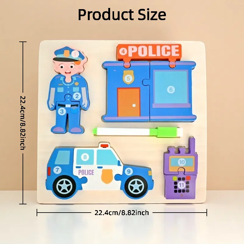 Houten puzzeltekentafel, puzzelspeelgoed voor kleuters, oefenpen controlevermogen, bevorderen de hersenenontwikkeling