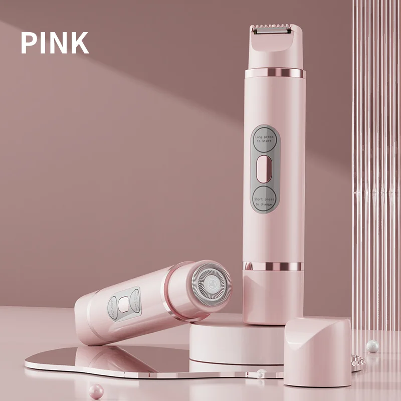 Double ended 2-in-1 women's electric shaver and trimmer, USB charging, suitable for face, armpit, leg, shaving trimmer