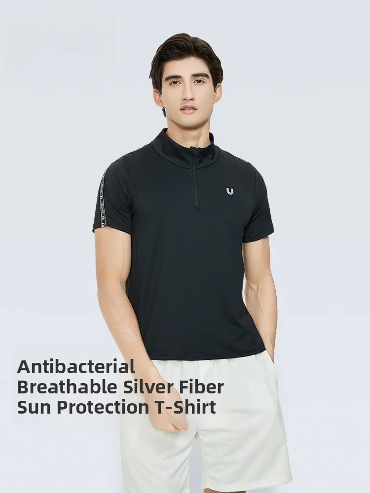 

UV00 Men's Sport T-irt Ice Silk Lightweight ort Sve Outdoor Sun Protection Breathable Summer Faion Basic Fit Tee