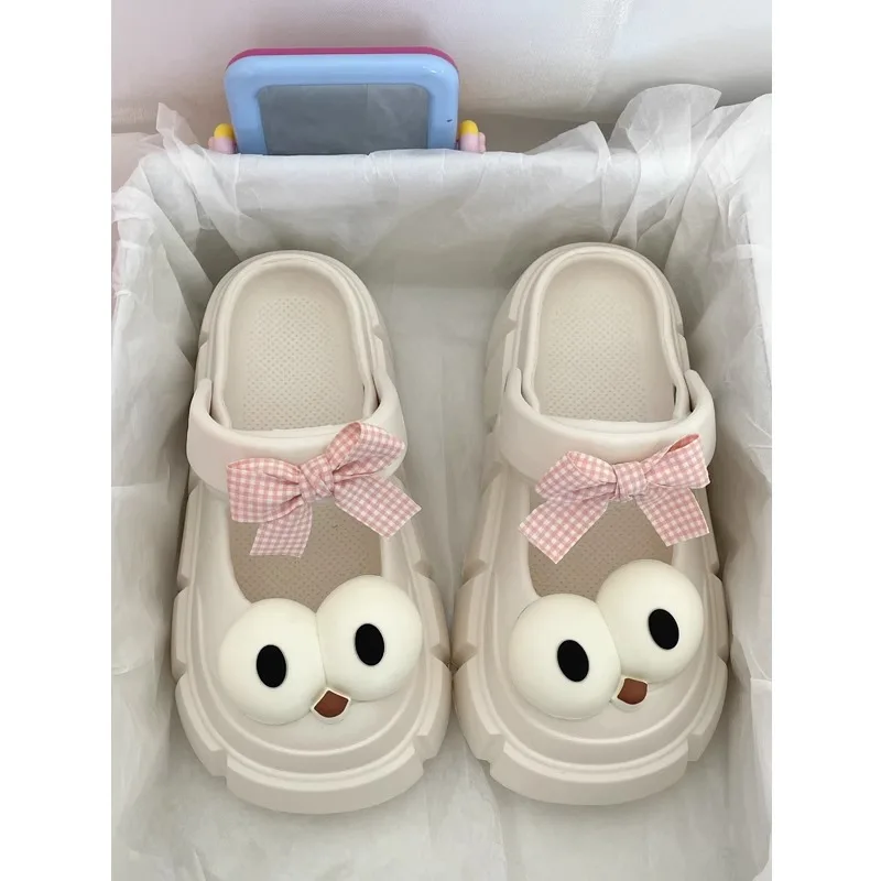

Big Eyes Hole Hole Shoes Women's Thick Bottom Sandals Summer Beach Casual Low Top Half Slippers Outdoor Wear EVA Material