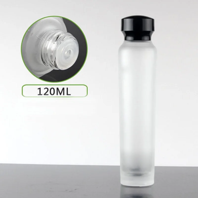 120ml frosted glass bottle black lid plastic stopper serum/lotion/emulsion/foundation recovery skin care cosmetic packing