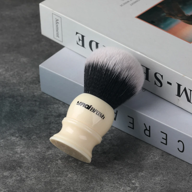 Yaqi Hermon 30mm Large Size Knot White Resin Handle Synthetic Hair Tuxedo Knot Men Shaving Brush