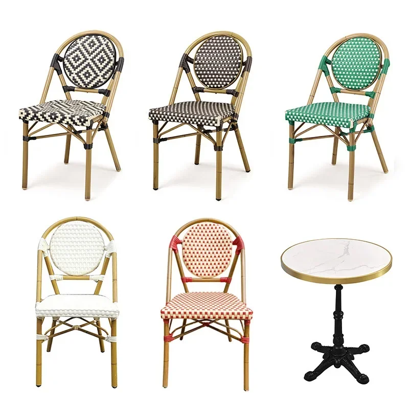outdoor tables and chairs, courtyard, balcony, cafe, milk tea shop, woven rattan, dining table and chairs, two sets of approval