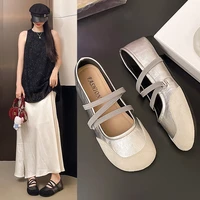 ClaWave Women Two Tone Crisscross Strap Ballet Mary Jane Flats Soft Casual Loafer Low Heel Slip On Daily Walking Ballerina Shoes - Image 2