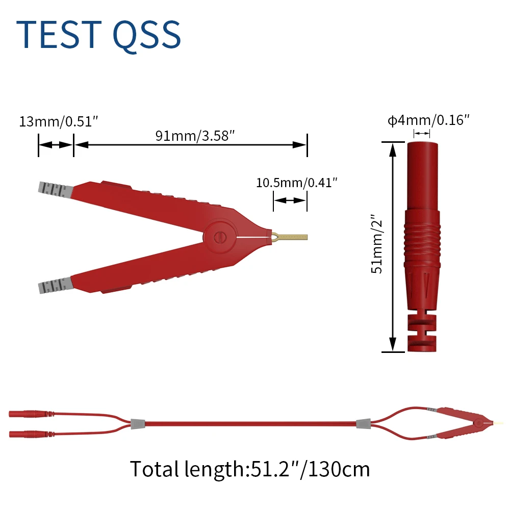 QSS тест Кельвина Lcr свинцовое нижнее сопротивление 4 провода 4 мм Банановая штепсельная вилка Kelvin зажим ирихалное покрытие Kelvin зонды Q.70075