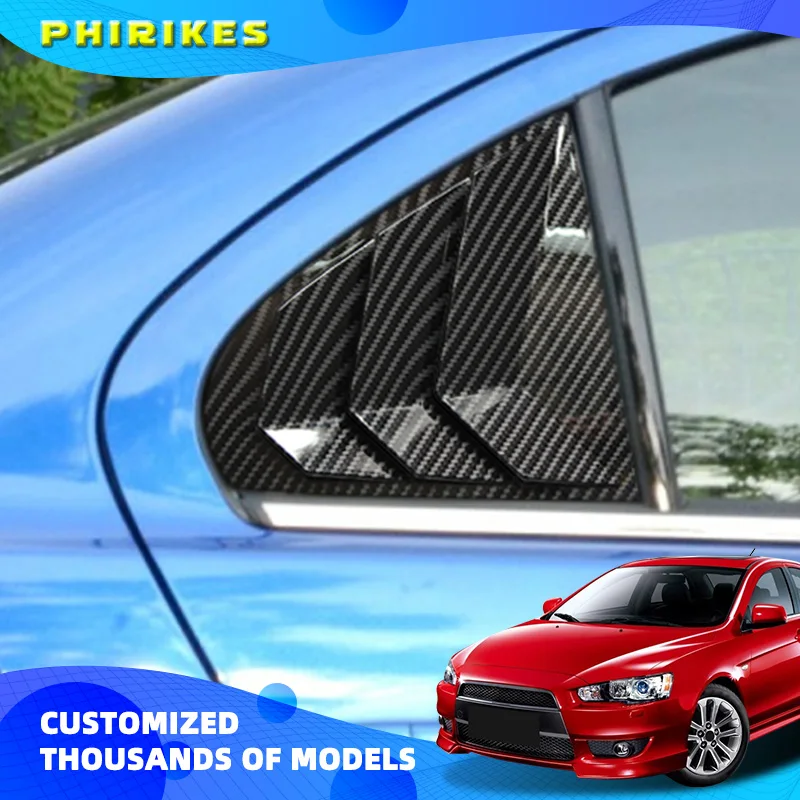 For Mitsubishi Lancer EX X EVO 2008-2018 Rear Window Side Vent Shutter Louver Cover Trim Car Accessories Auto Parts Carbon Fiber